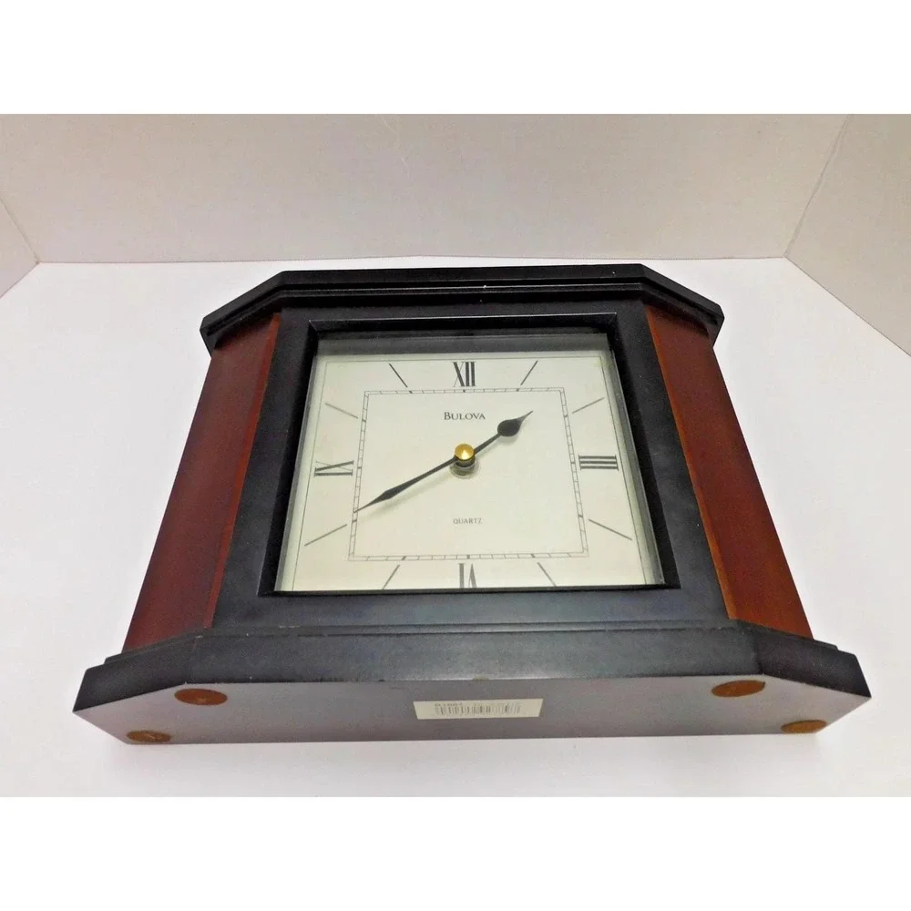 VTG Bulova Mantle Clock Cherry Wood Analong WORKS***JC261